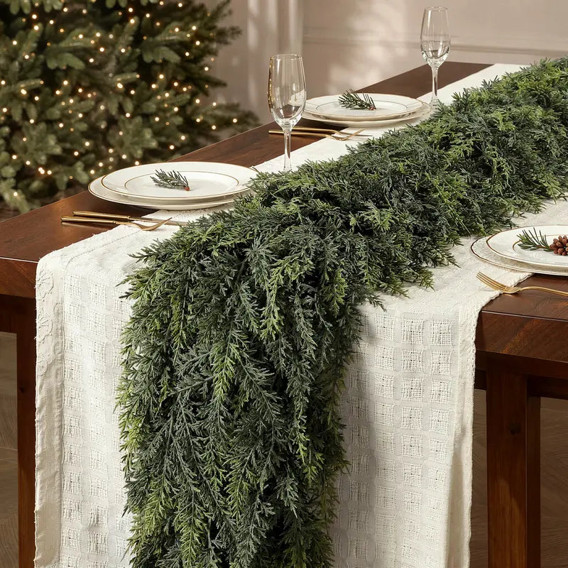 Shareconn 6/9/12/18FT PE Material Real Touch Classic Evergreen Artificial Cedar Garland - Christmas Home Decoration for Mantel, Stair Railing, Wall Hanging, Kid Room, Valentines Day/Childrens Day Indoor/Outdoor Festive Gift