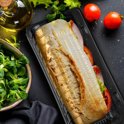 100Pcs Clear Plastic Hot Dog Tray with Hinged Lid 8.86 X 3.94 X 2.76 Inch Hot Dog Container Disposable Clamshell Take Out Containers Cake Slice Containers for Bakery Dessert Salad
