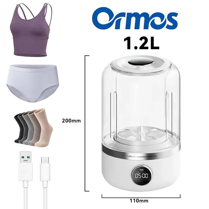 Portable Mini Washing Machine – 1.2L Compact Washer for Small Loads, Underwear, Socks & Towels – Quick & Convenient Laundry Solution for Home, Travel, Dorms & Camping