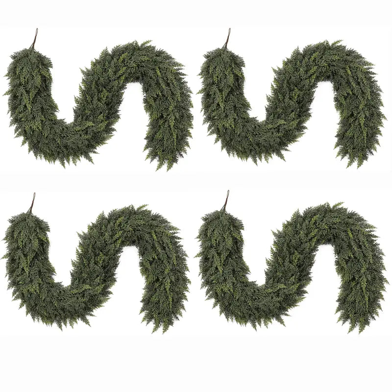 Shareconn 6/9/12/18FT PE Material Real Touch Classic Evergreen Artificial Cedar Garland - Christmas Home Decoration for Mantel, Stair Railing, Wall Hanging, Kid Room, Valentines Day/Childrens Day Indoor/Outdoor Festive Gift