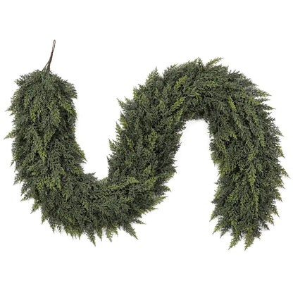 Shareconn 6/9/12/18FT PE Material Real Touch Classic Evergreen Artificial Cedar Garland - Christmas Home Decoration for Mantel, Stair Railing, Wall Hanging, Kid Room, Valentines Day/Childrens Day Indoor/Outdoor Festive Gift