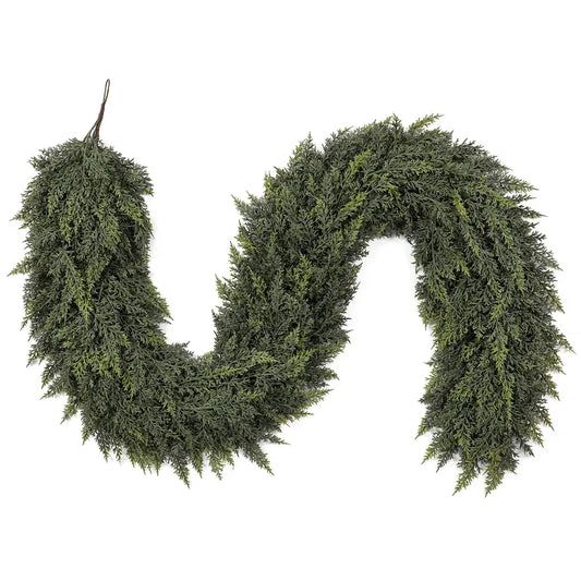 Shareconn 6/9/12/18FT PE Material Real Touch Classic Evergreen Artificial Cedar Garland - Christmas Home Decoration for Mantel, Stair Railing, Wall Hanging, Kid Room, Valentines Day/Childrens Day Indoor/Outdoor Festive Gift
