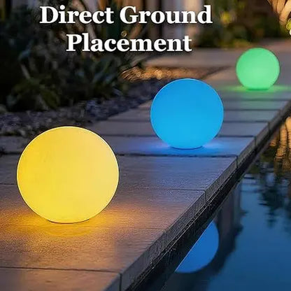 8-Inch Solar Globe Garden Lights, 2-Pack – Waterproof RGB LED Outdoor Lights with Remote Control, 16 Colors & 4 Lighting Modes – Automatic On/Off for Garden, Patio, Pathway & Yard