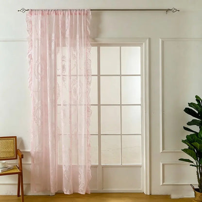 Elegant French-Style Lace Curtain Trim Set, 1/2 Counts Home Decoration Curtains, Floral Design Window Curtain, Home Decorative Curtain