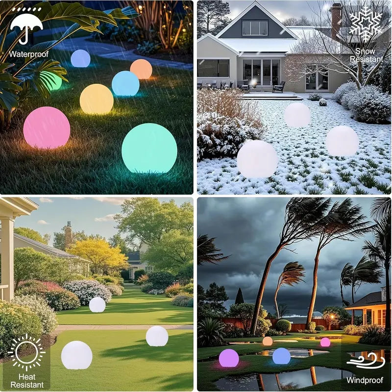 8-Inch Solar Globe Garden Lights, 2-Pack – Waterproof RGB LED Outdoor Lights with Remote Control, 16 Colors & 4 Lighting Modes – Automatic On/Off for Garden, Patio, Pathway & Yard