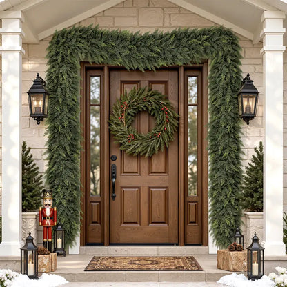 Shareconn 6/9/12/18FT PE Material Real Touch Classic Evergreen Artificial Cedar Garland - Christmas Home Decoration for Mantel, Stair Railing, Wall Hanging, Kid Room, Valentines Day/Childrens Day Indoor/Outdoor Festive Gift