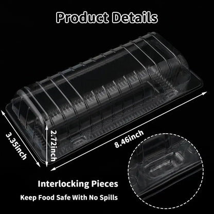100Pcs Clear Plastic Hot Dog Tray with Hinged Lid 8.86 X 3.94 X 2.76 Inch Hot Dog Container Disposable Clamshell Take Out Containers Cake Slice Containers for Bakery Dessert Salad