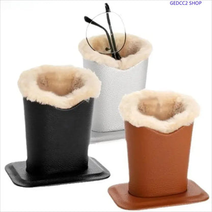 Faux Fur Eyeglass Holder – Soft & Stylish Desk Organizer for Sunglasses, Glasses & Pens – Cute Desktop Storage Stand for Home, Office & Bedroom