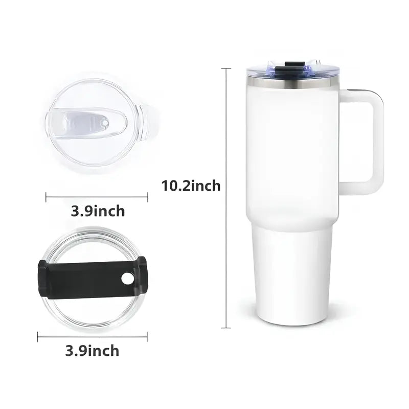 Insulated Stainless Steel Tumbler with Straw – Double-Wall Travel Cup with Spill-Resistant Lid & Comfortable Handle – Trendy Drinkware for Home, Office, Gym & Travel