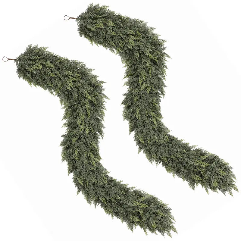 Shareconn 6/9/12/18FT PE Material Real Touch Classic Evergreen Artificial Cedar Garland - Christmas Home Decoration for Mantel, Stair Railing, Wall Hanging, Kid Room, Valentines Day/Childrens Day Indoor/Outdoor Festive Gift