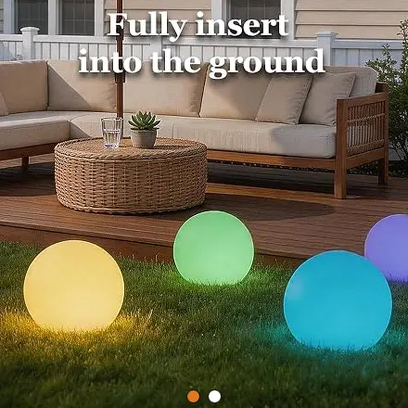 8-Inch Solar Globe Garden Lights, 2-Pack – Waterproof RGB LED Outdoor Lights with Remote Control, 16 Colors & 4 Lighting Modes – Automatic On/Off for Garden, Patio, Pathway & Yard