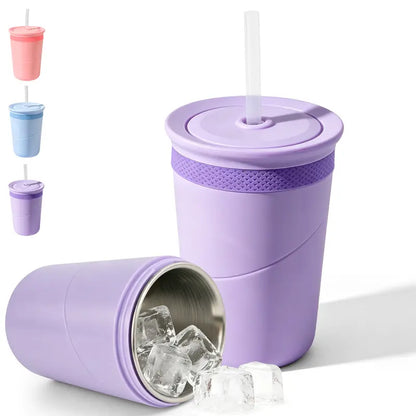SUSTEAS Insulated Drinkware - 330Ml Single Cup Compact Tumbler, Double-Wall Food-Grade 304 Steel, Bpa-Free, Fast Cooling for Instant Refreshment, Cold Retention, Fits Cans & Bottles (0-500Ml), Peace of Mind for Road Trips, Office Sips