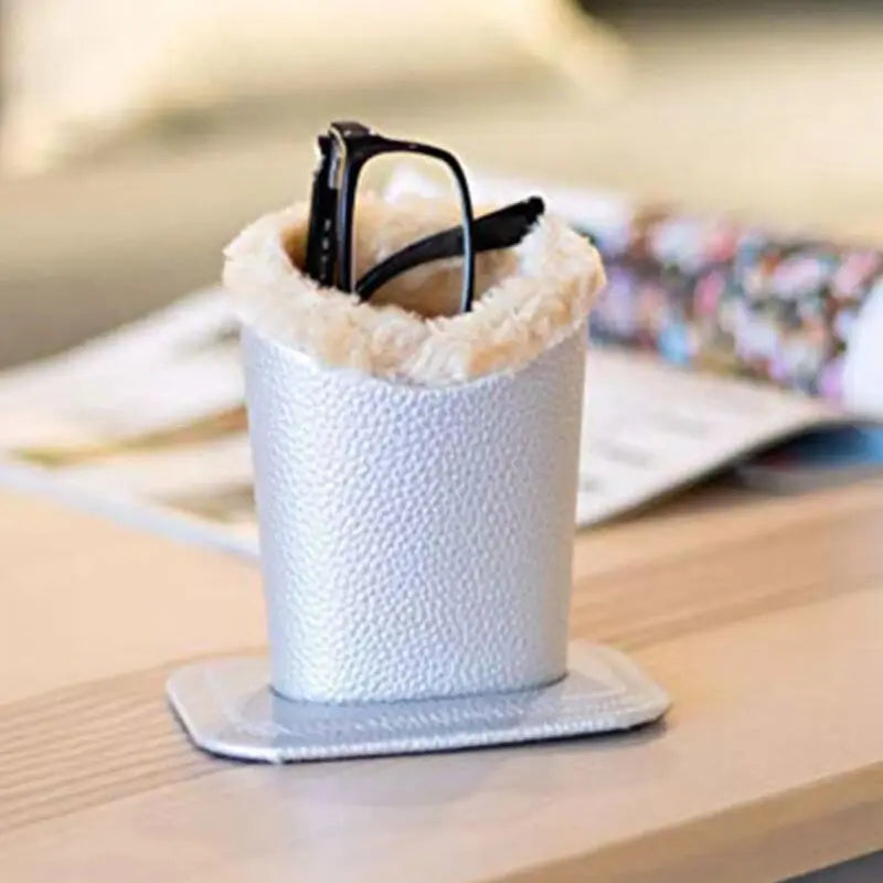 Faux Fur Eyeglass Holder – Soft & Stylish Desk Organizer for Sunglasses, Glasses & Pens – Cute Desktop Storage Stand for Home, Office & Bedroom