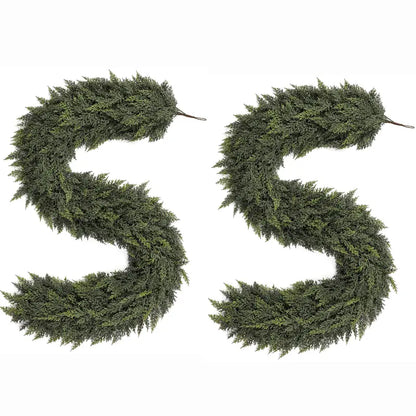 Shareconn 6/9/12/18FT PE Material Real Touch Classic Evergreen Artificial Cedar Garland - Christmas Home Decoration for Mantel, Stair Railing, Wall Hanging, Kid Room, Valentines Day/Childrens Day Indoor/Outdoor Festive Gift