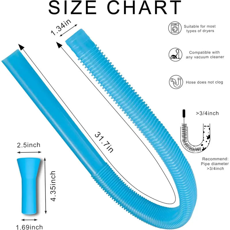 Dryer Vent Cleaner Kit – Flexible Vacuum Hose Attachment for Removing Lint & Dust – Dryer Vent Cleaning Tool for Home Maintenance