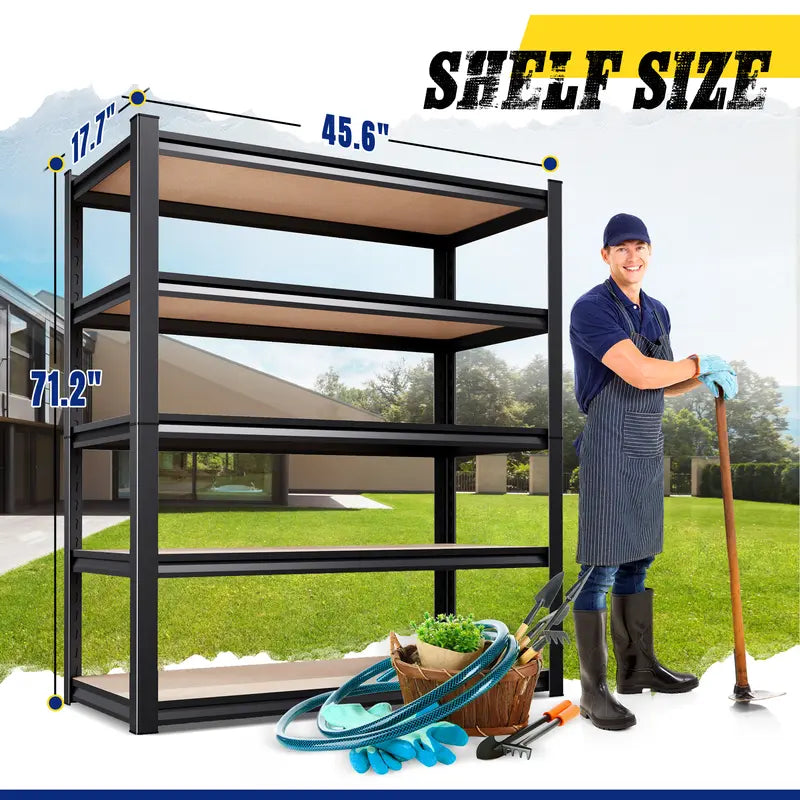 Heavy-Duty 5-Tier Metal Storage Rack - Shelf Size